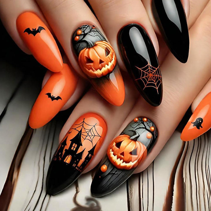 Halloween Artificial Nail Set with Creative Ghost and Pumpkin Designs Stornfield