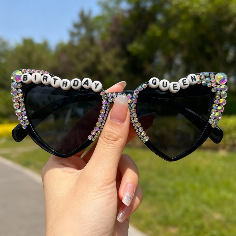 Decorative Rhinestone-Embellished Heart-Shaped Sunglasses Stornfield