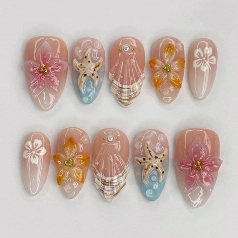 Nature-Themed Artistic Press-On Nail Set Stornfield