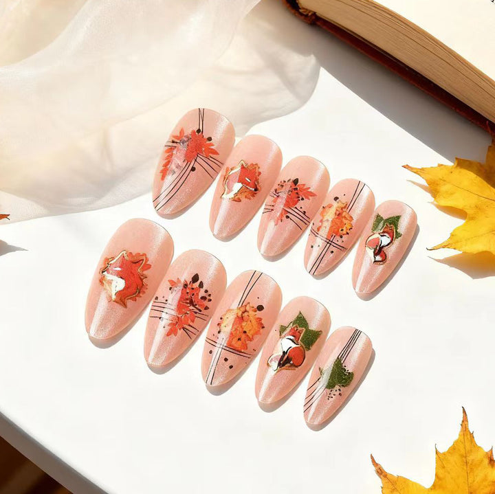 Fall-Themed Press-On Nail Art Set Stornfield
