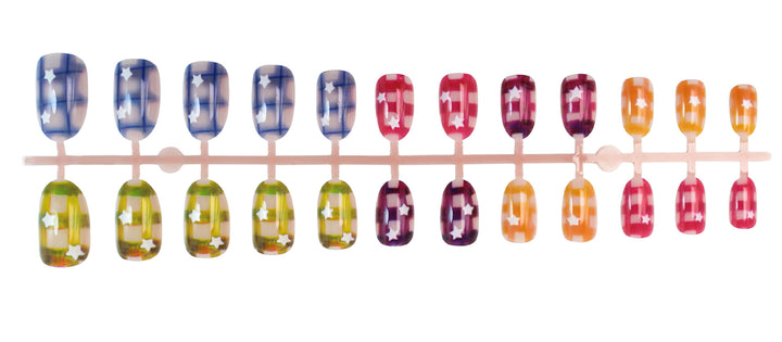 Art nail set with colorful star designs Stornfield