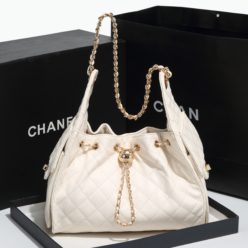 Quilted Drawstring Bucket Handbag