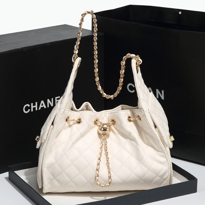 Quilted Drawstring Bucket Handbag