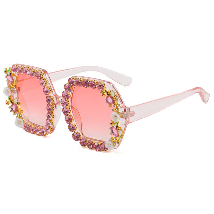 Women's extravagant hexagon sunglasses with crystal embellishment Stornfield