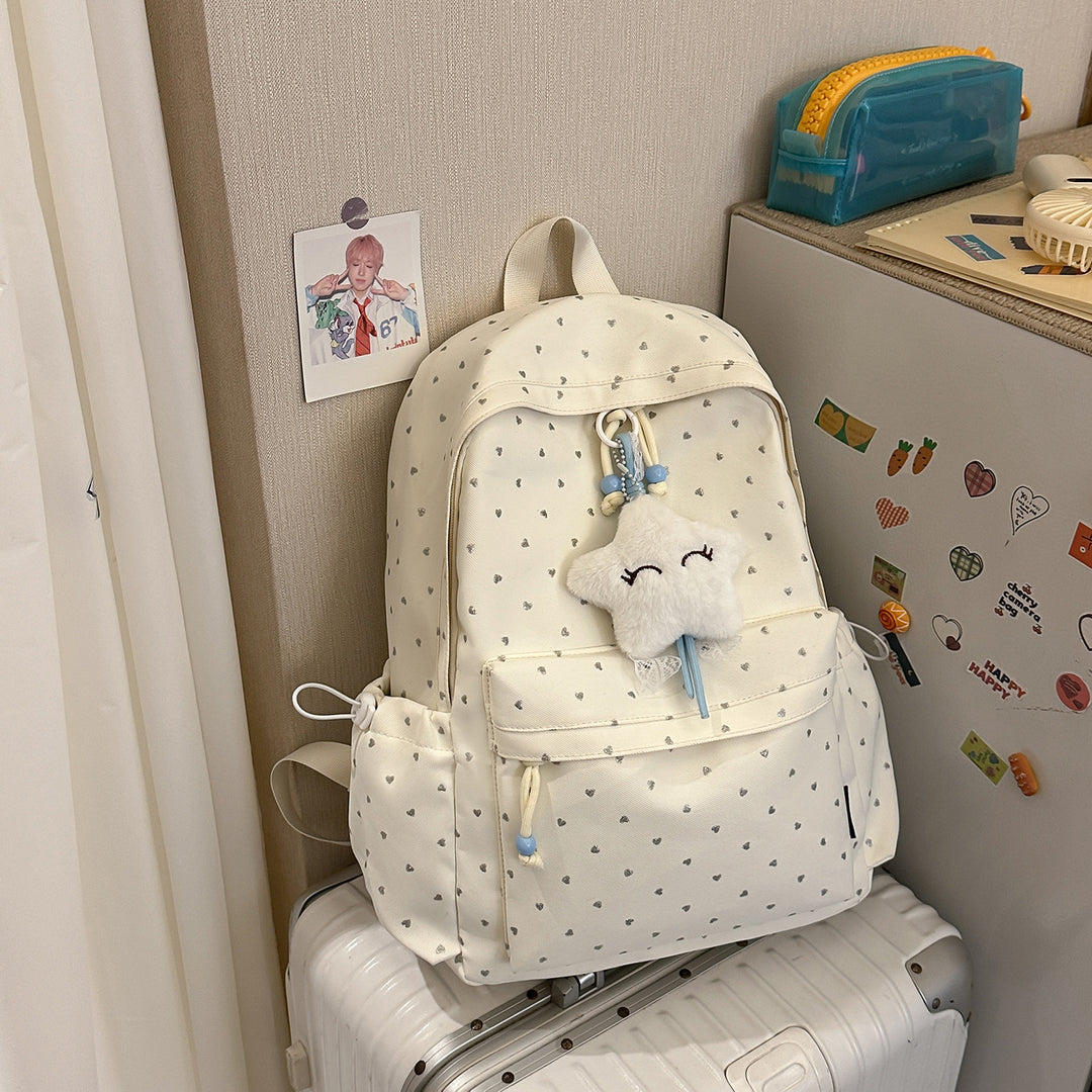 Playful Heart-Printed Backpack Stornfield