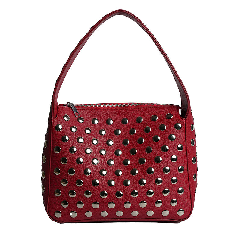 Studded Faux Leather Handbag
