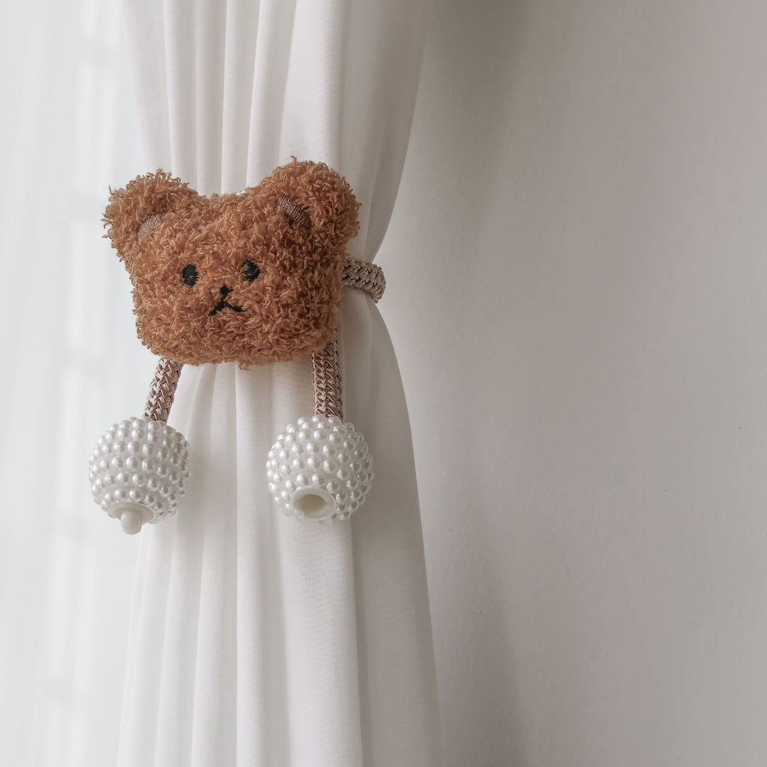 Beaded Magnetic Curtain Tieback with Fabric Flower Accent