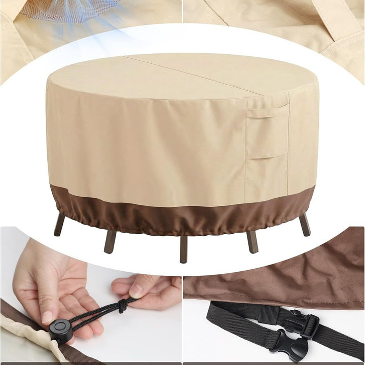 Protective cover for round garden tables with breathable material Stornfield
