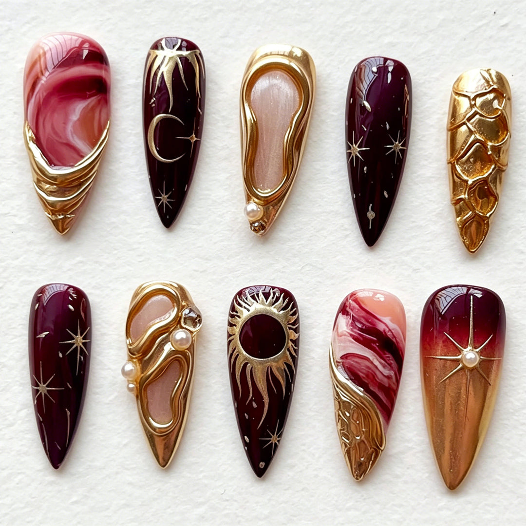 Artistic Decorative Press-On Nail Art Set Stornfield