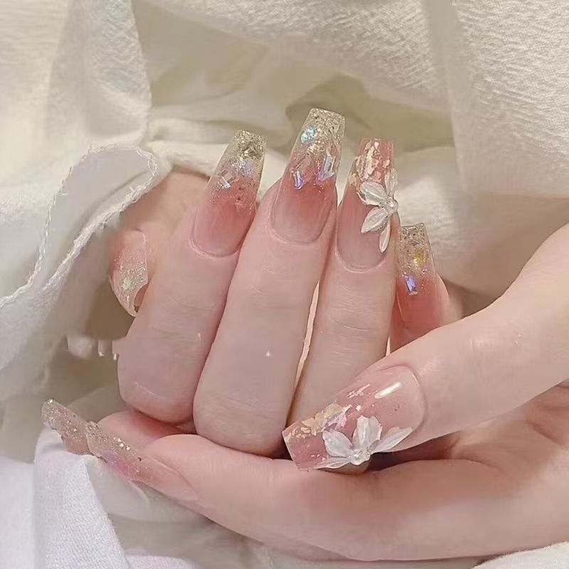 Artificial nails with playful animal motif and elegant French tip design Stornfield