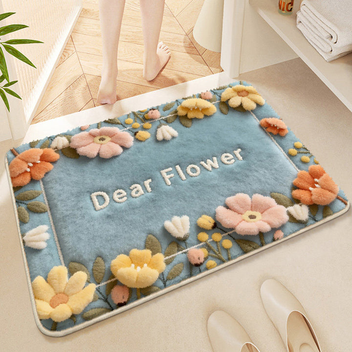 Floral-Themed Soft Microfiber Bath Mat