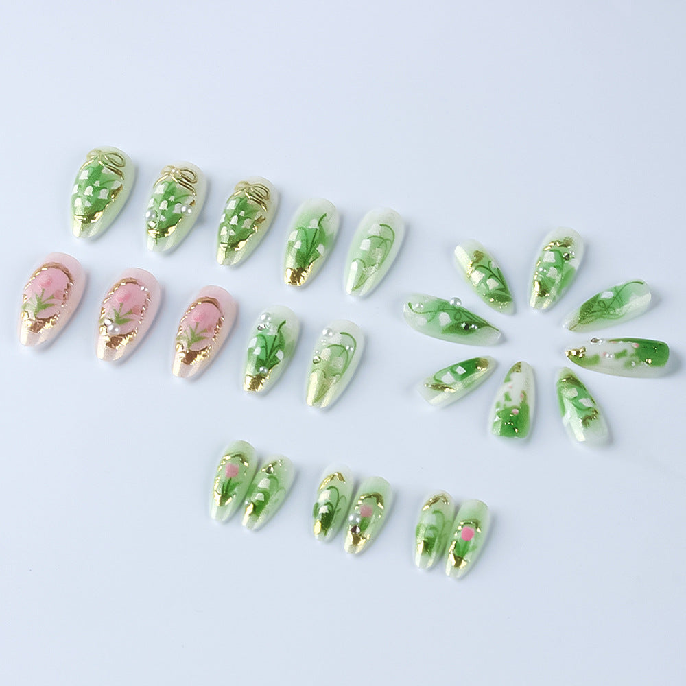 Elegant Floral Stiletto Press-On Nails Stornfield