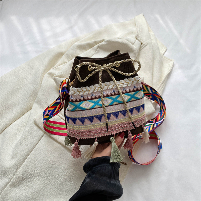 Embroidered Festival Drawstring Bag