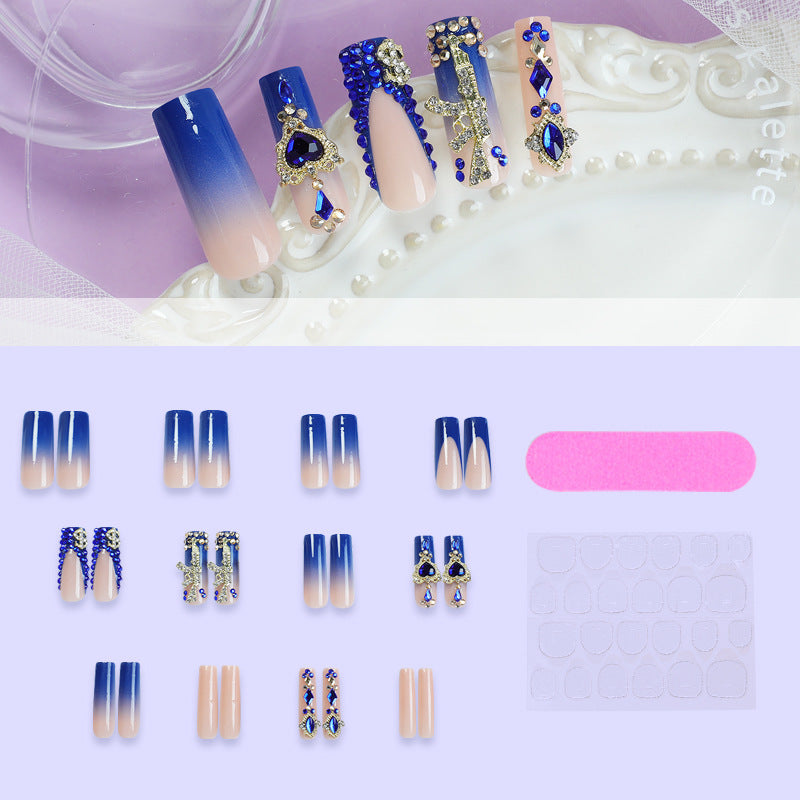Artistic Rhinestone-Embellished Press-On Nail Art Set Stornfield