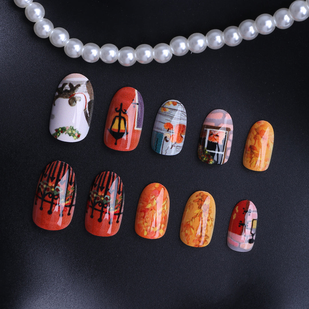 Artificial Nails in Creative Autumn Design Stornfield
