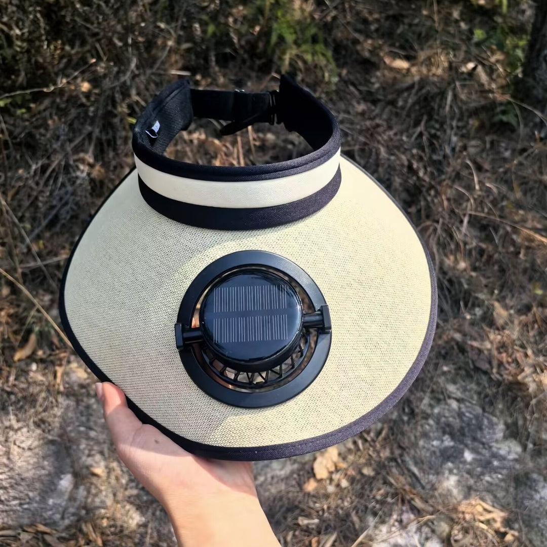 Sun protection visor with solar powered fan Stornfield