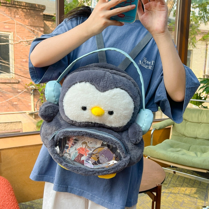 Plush backpack with transparent viewing window Stornfield