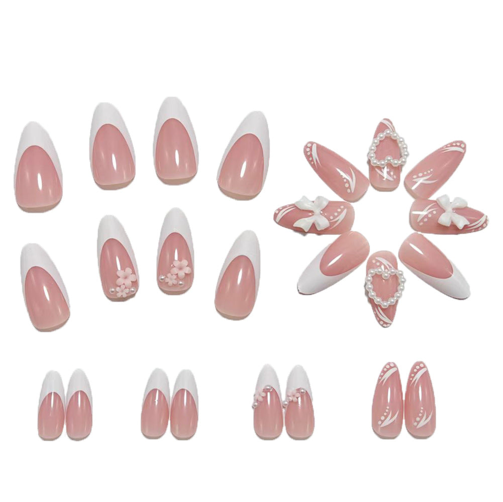 Artificial nails with romantic 3D flower and bow decoration Stornfield