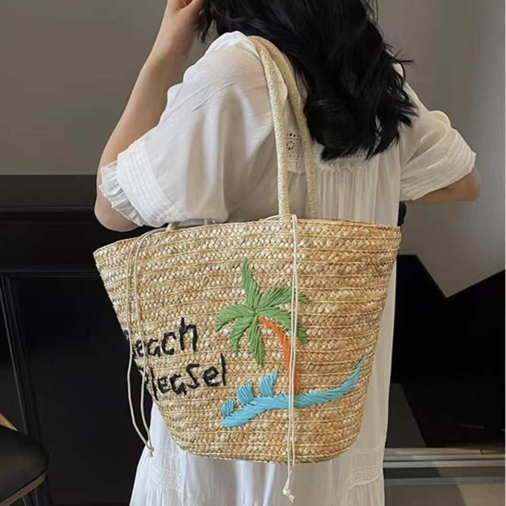 Summery woven bag with creative beach motif Stornfield