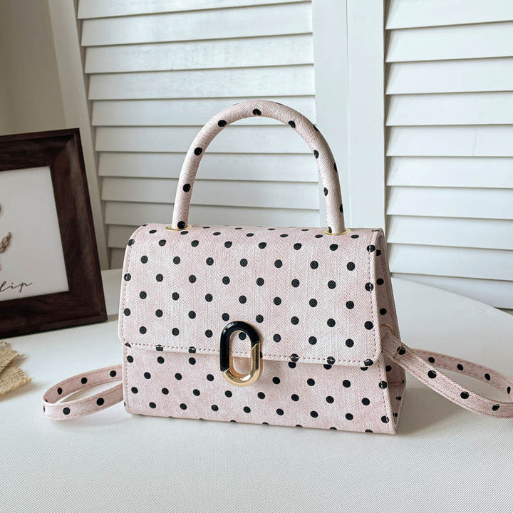 Polka Dot Structured Crossbody Handbag