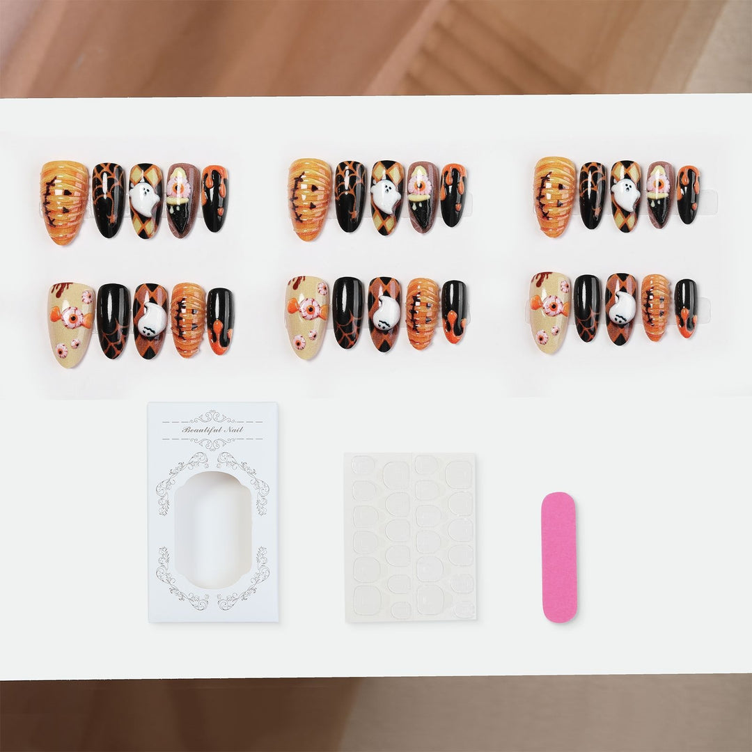 Creative nail art set with unique Halloween designs Stornfield