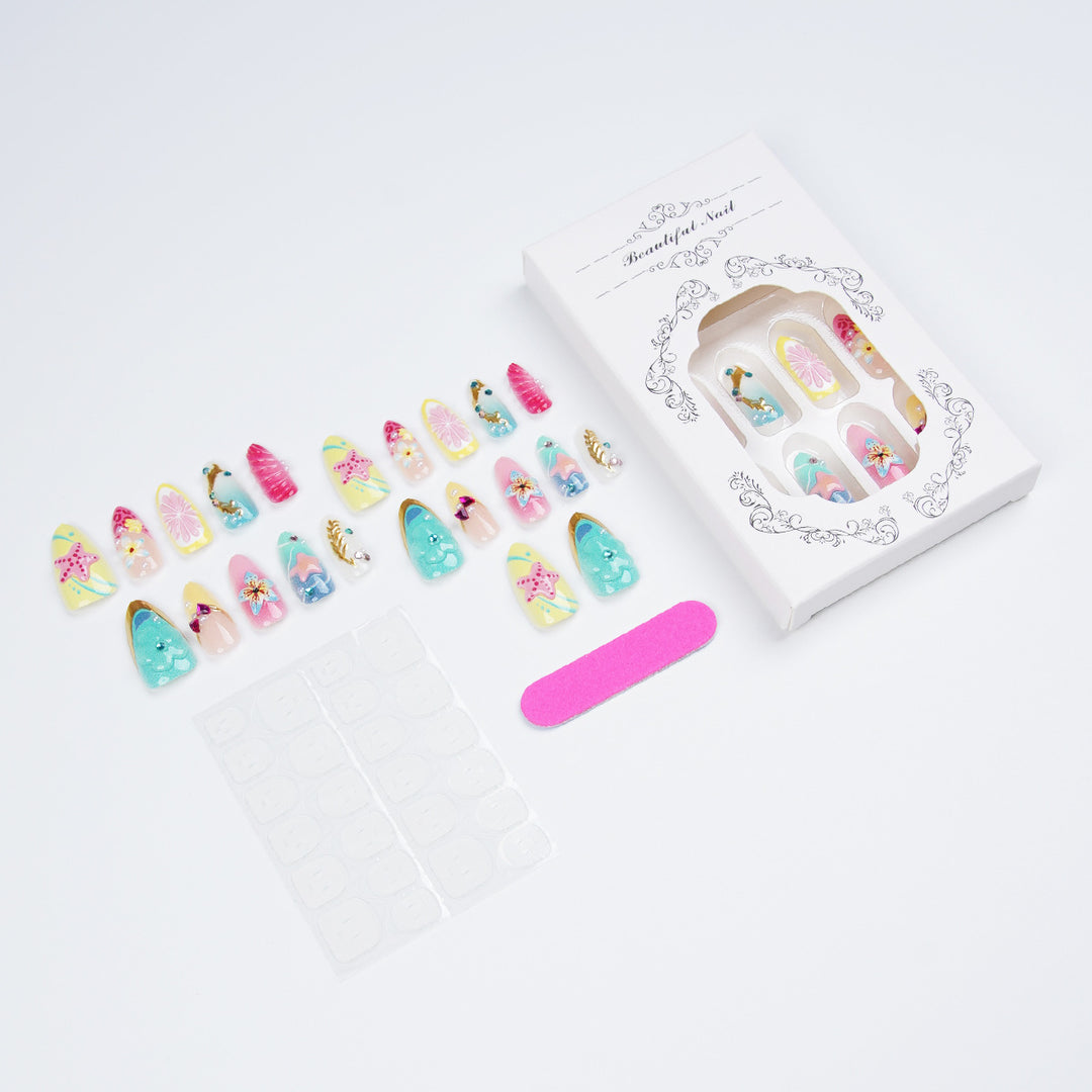 Colorful artificial nails with rhinestones Stornfield