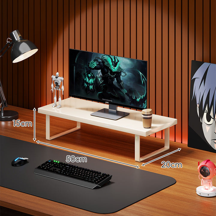 Solid Wood Monitor Riser with Minimal U-Frame Metal Legs