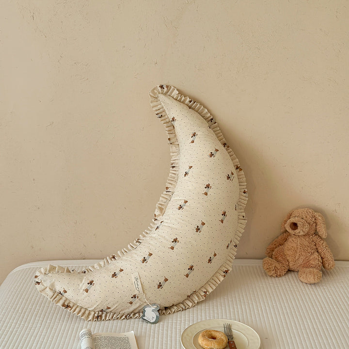 Ergonomic Cotton Maternity Nursing Support Pillow with Ruffled Cover and Bunny Print