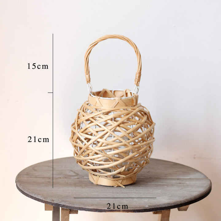 Decorative lantern made of woven natural material Stornfield