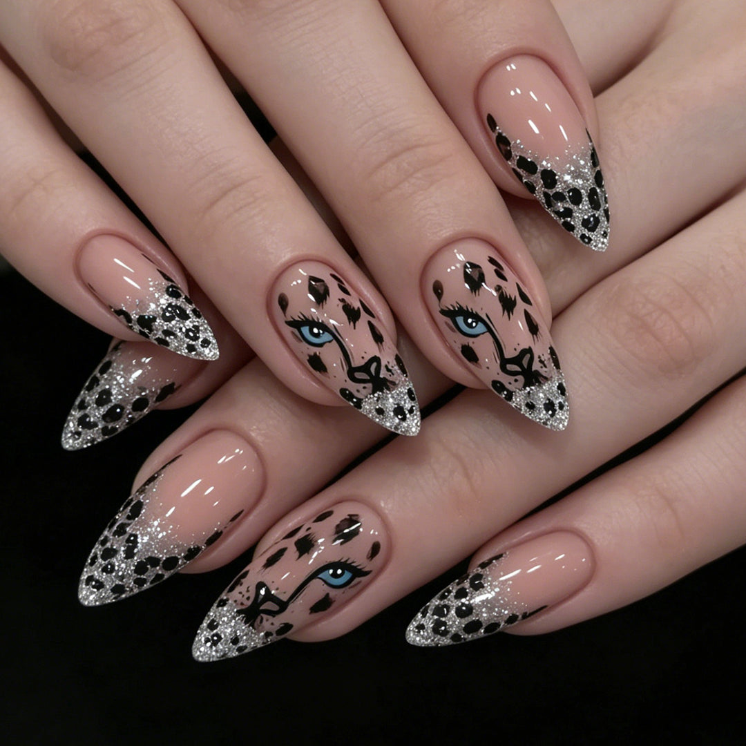 Artistic Leopard Print Stiletto Nail Art Tips Stornfield