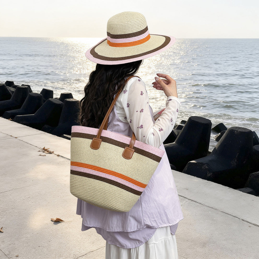 WoColorful Straw Beach Tote Bag Stornfield