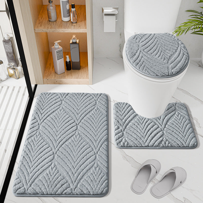 Leaf Patterned Luxury Bath Mat Set