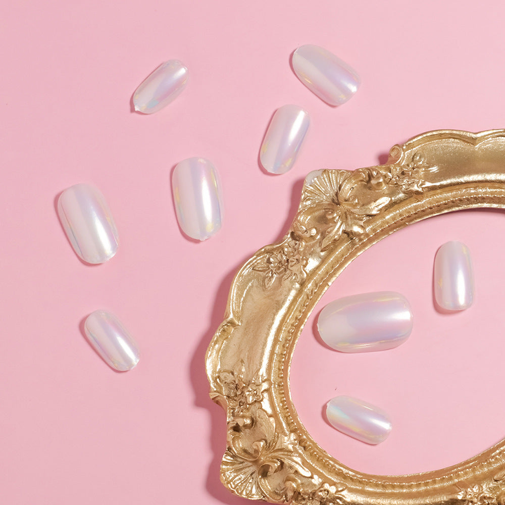 Iridescent Almond-Shaped Press-On Nails Stornfield