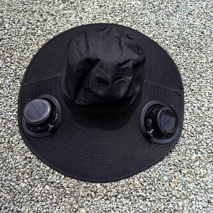 air-cooled sun hat with removable USB fans and wide neck protection Stornfield