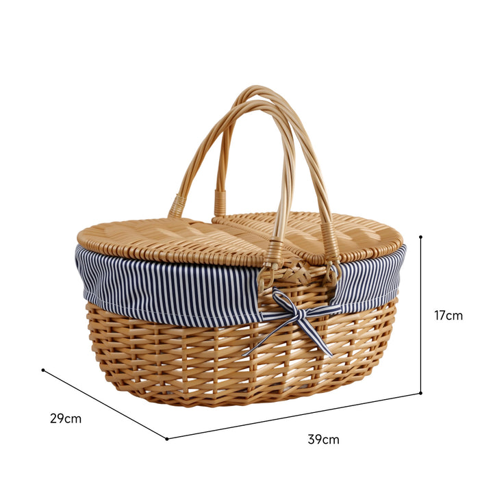 Women’s basket with decorative gingham fabric trim and sturdy handles Stornfield