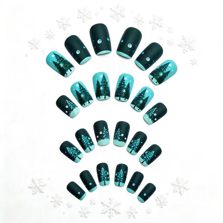 Artificial nails with winter fir tree design Stornfield