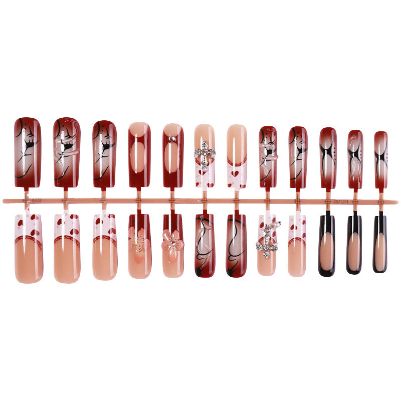 Decorative Press-On Nail Art Set with Floral and Artistic Designs Stornfield