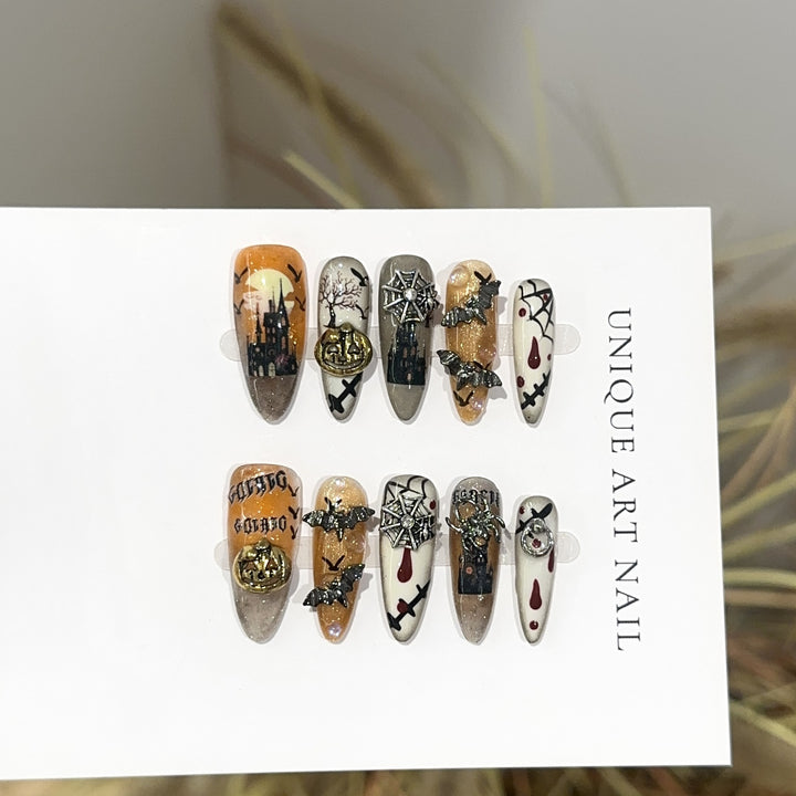 Gothic-Inspired Themed Press-On Nail Art Set