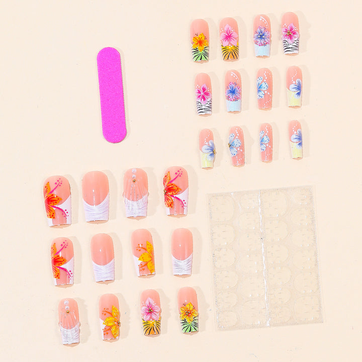 Tropical Floral Acrylic Nail Art Extensions Stornfield