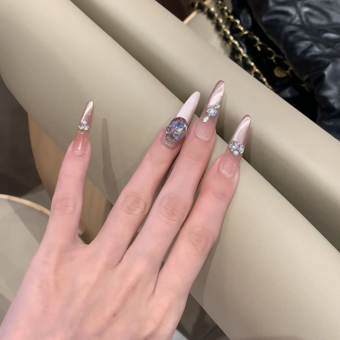 Crystal-Embellished Luxury Press-On Nails Stornfield