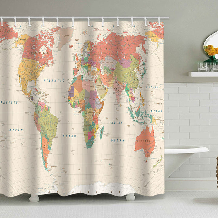 Vintage World Map Shower Curtain Stornfield