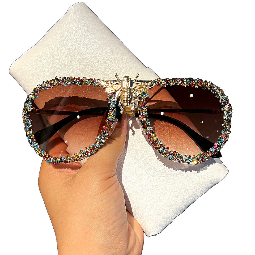 Women Glamorous Oversized Sunglasses with Unique Decorative Frame Stornfield