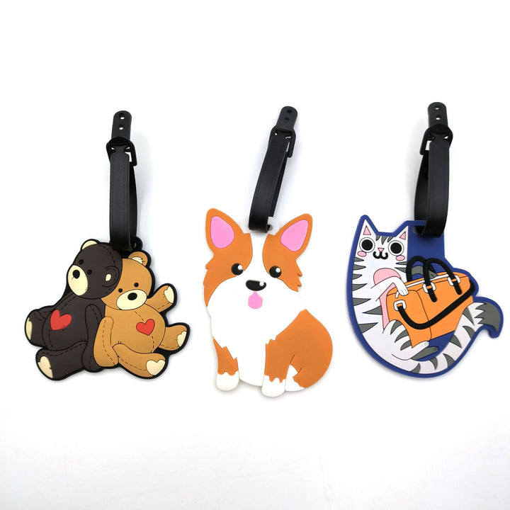 Cute Silicone Cat Luggage Tag with Detachable Strap and Personalized ID Window Stornfield
