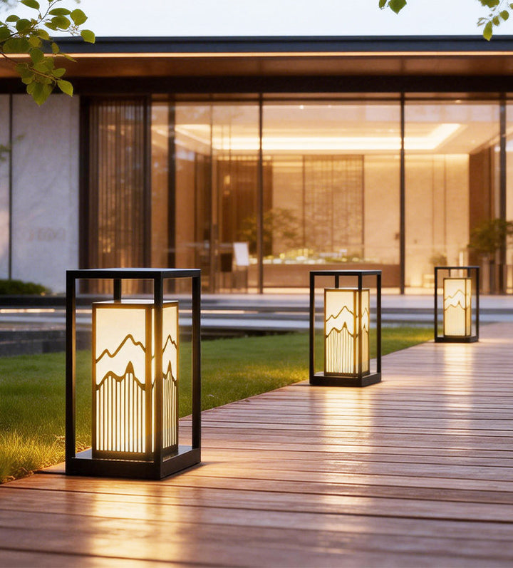 Japanese-Inspired LED Outdoor Lantern With Wooden Frame Stornfield