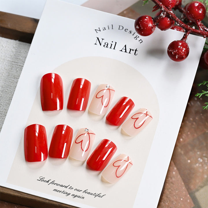 Premium Abstract Heart Press-On Nail Set Stornfield