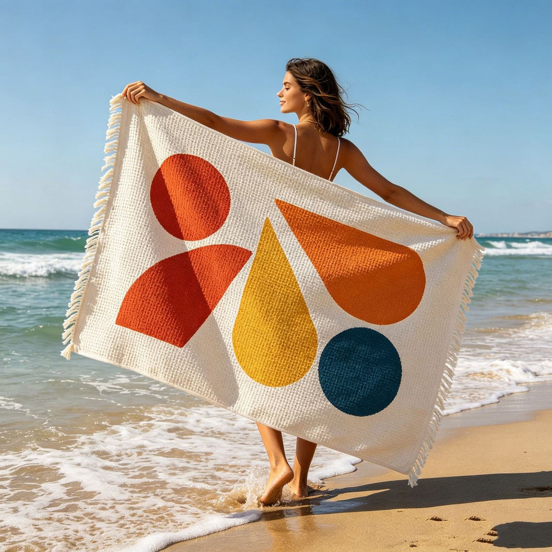 Multifunctional beach towel with exotic plant pattern Stornfield