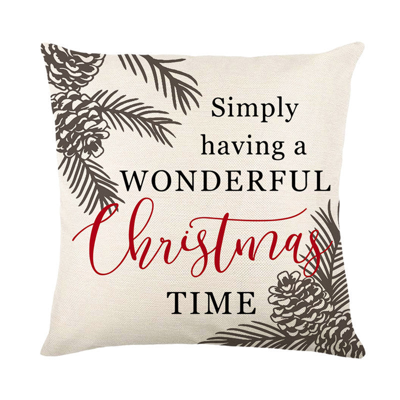 Decorative Cotton-Linen Square Throw Pillow Cover Hello Winter Script Print