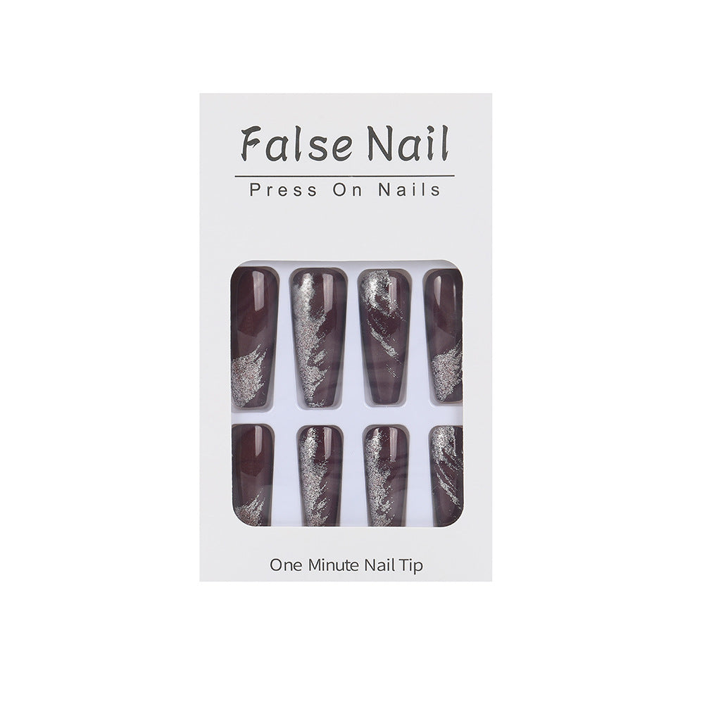Artificial nails with glamorous silver design Stornfield