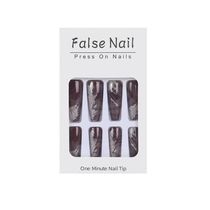 Artificial nails with glamorous silver design Stornfield