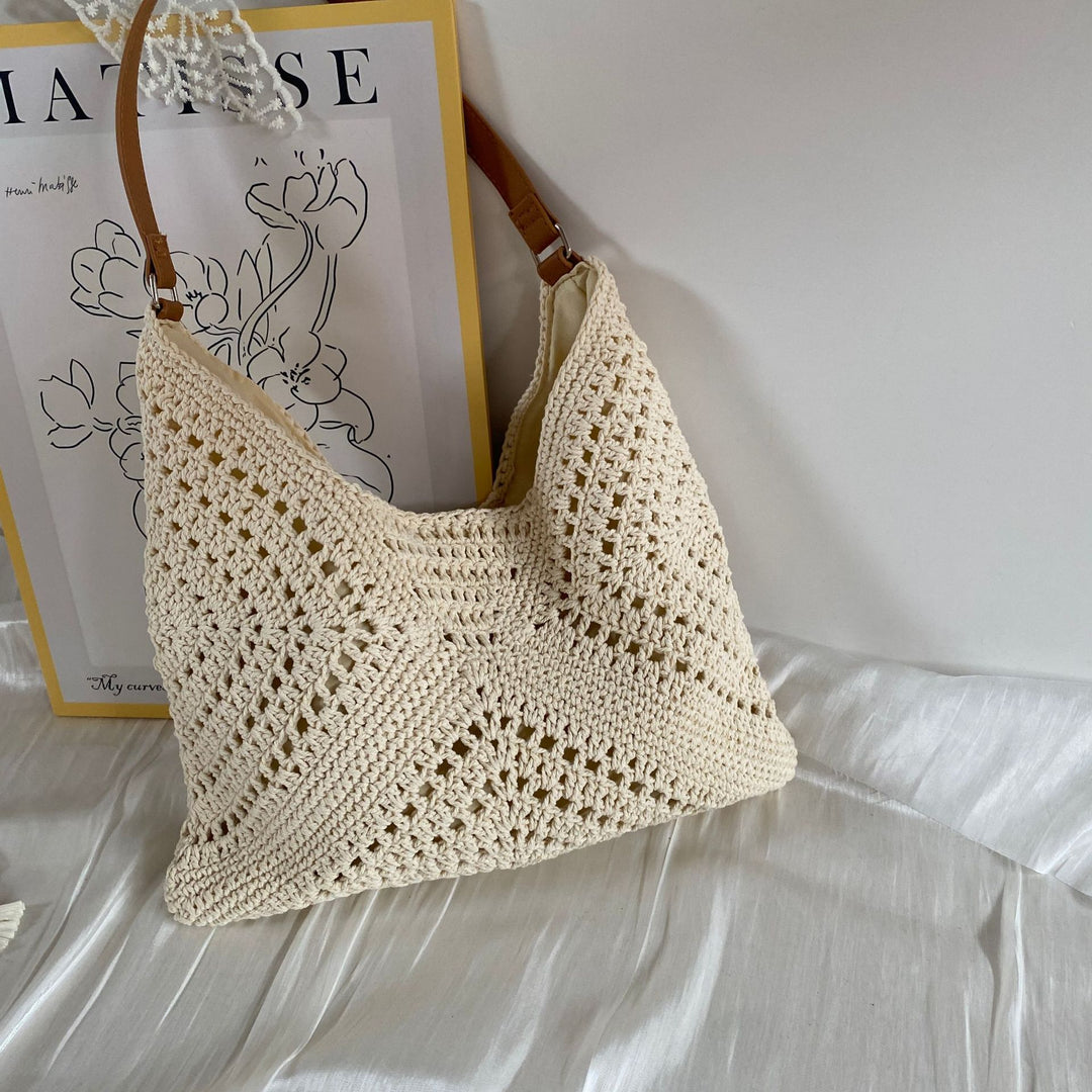 Knit shoulder bag with leather handles Stornfield